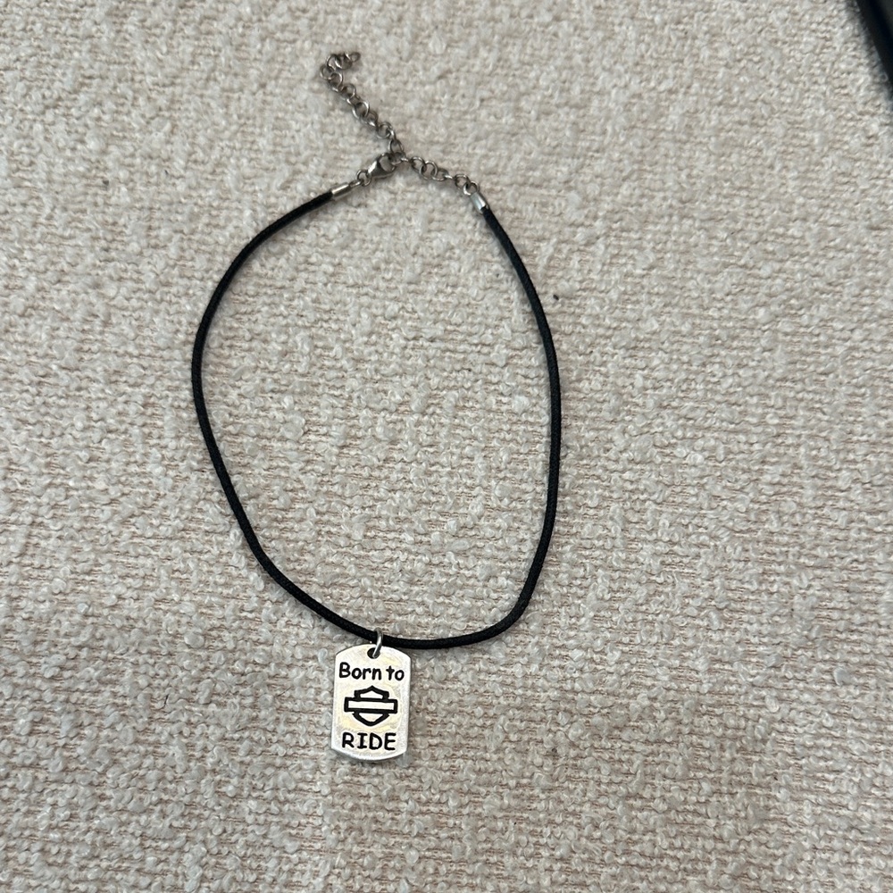 Authentic Harley Davidson Sterling Silver Dog Tag Pendant Necklace